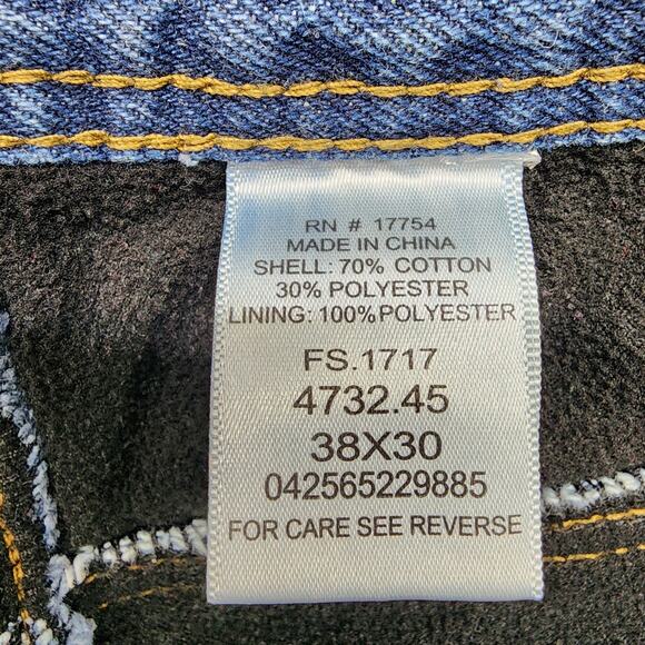 Polar King Key Flannel Lined Jeans Mens 38x30 Blue Denim Workwear Winter Cozy - Picture 7 of 14